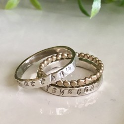 PERSONALIZED TRIO RINGS GOLD AND SILVER PERSONALIZED TRIO RINGS GOLD AND SILVER